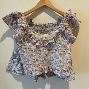LoveShackFancy 2pc floral Ruffle Smocked tank and skirt set size x-small
